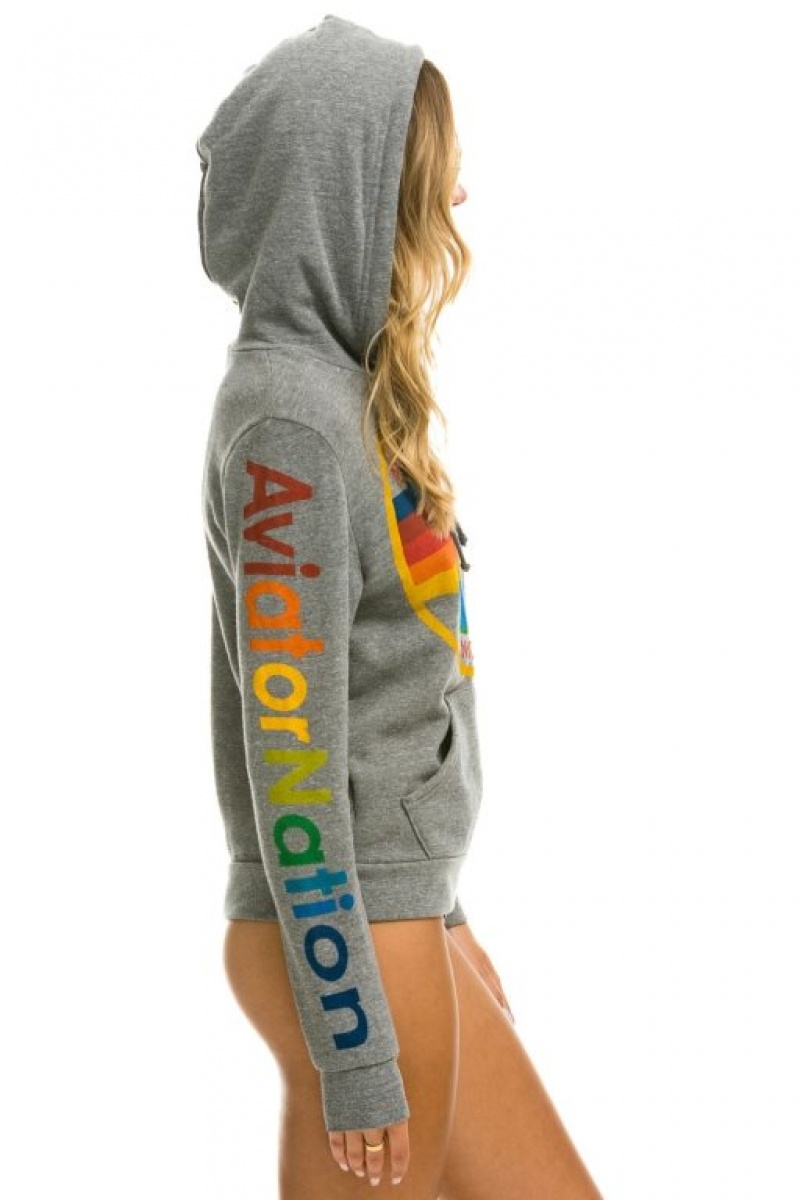 Sudadera con Capucha Aviator Nation Haight Ashbury Pullover Mujer Grey | 08CPQXMLY