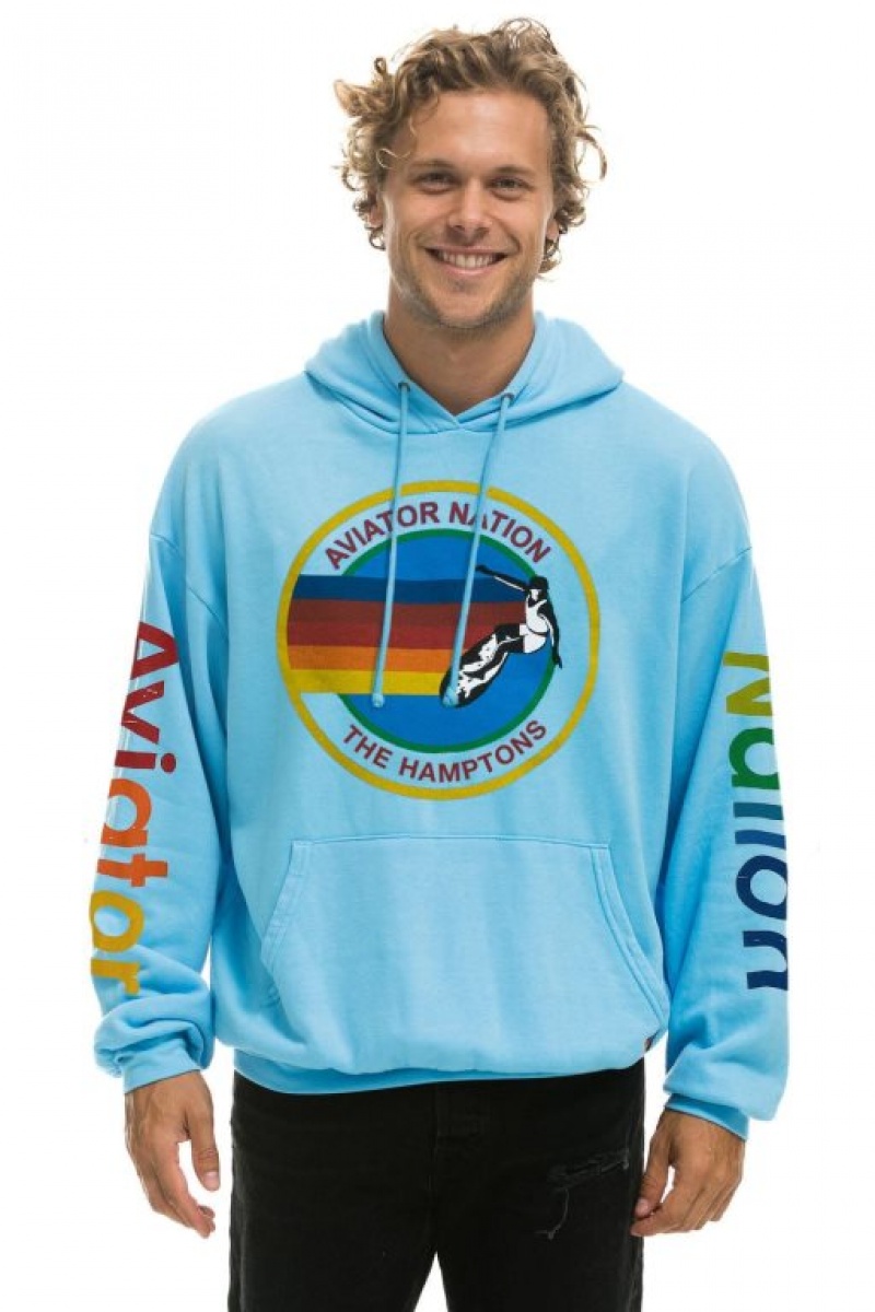Sudadera con Capucha Aviator Nation Hamptons Relaxed Pullover Mujer Blue | 06BKJAINT