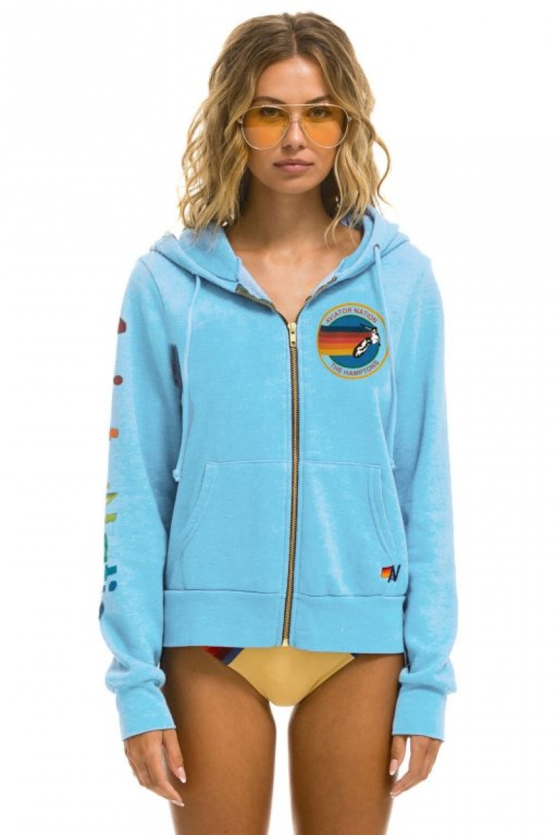 Sudadera con Capucha Aviator Nation Hamptons Hombre Blue | 61KWJHIRX