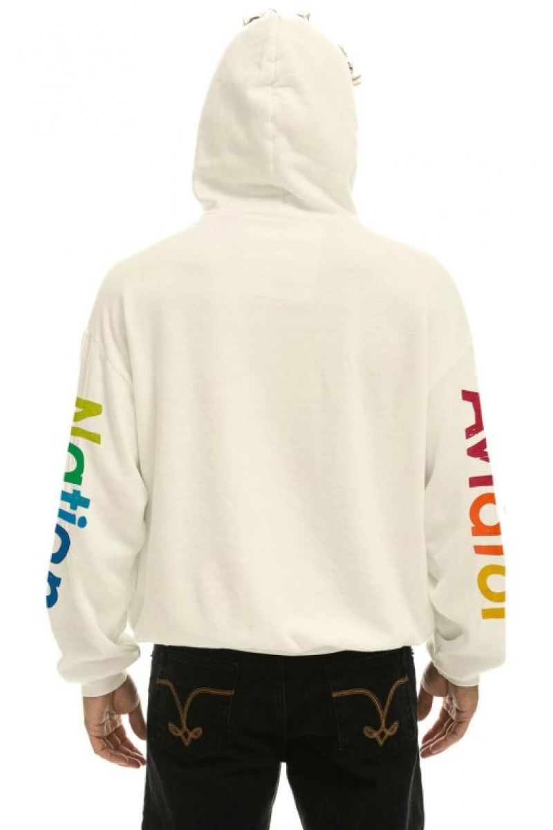 Sudadera con Capucha Aviator Nation Hamptons Relaxed Pullover Mujer White | 07WFQPBOR