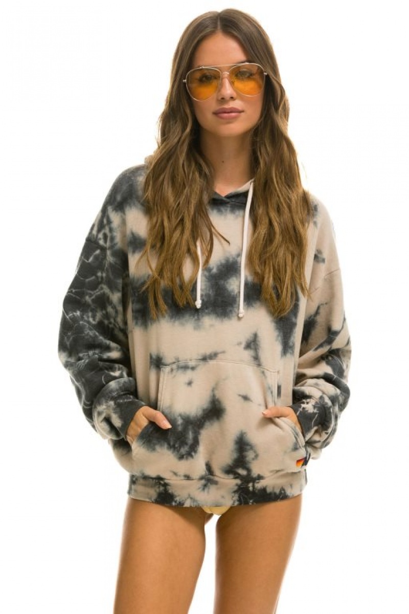 Sudadera con Capucha Aviator Nation Hand Dyed Pullover Relaxed Hombre Tie Dye Dusty | 63QKJDLPF