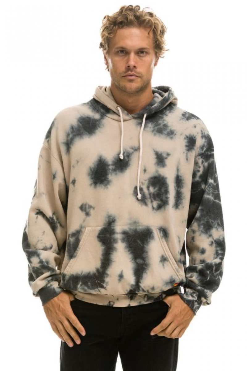 Sudadera con Capucha Aviator Nation Hand Dyed Pullover Relaxed Hombre Tie Dye Dusty | 63QKJDLPF