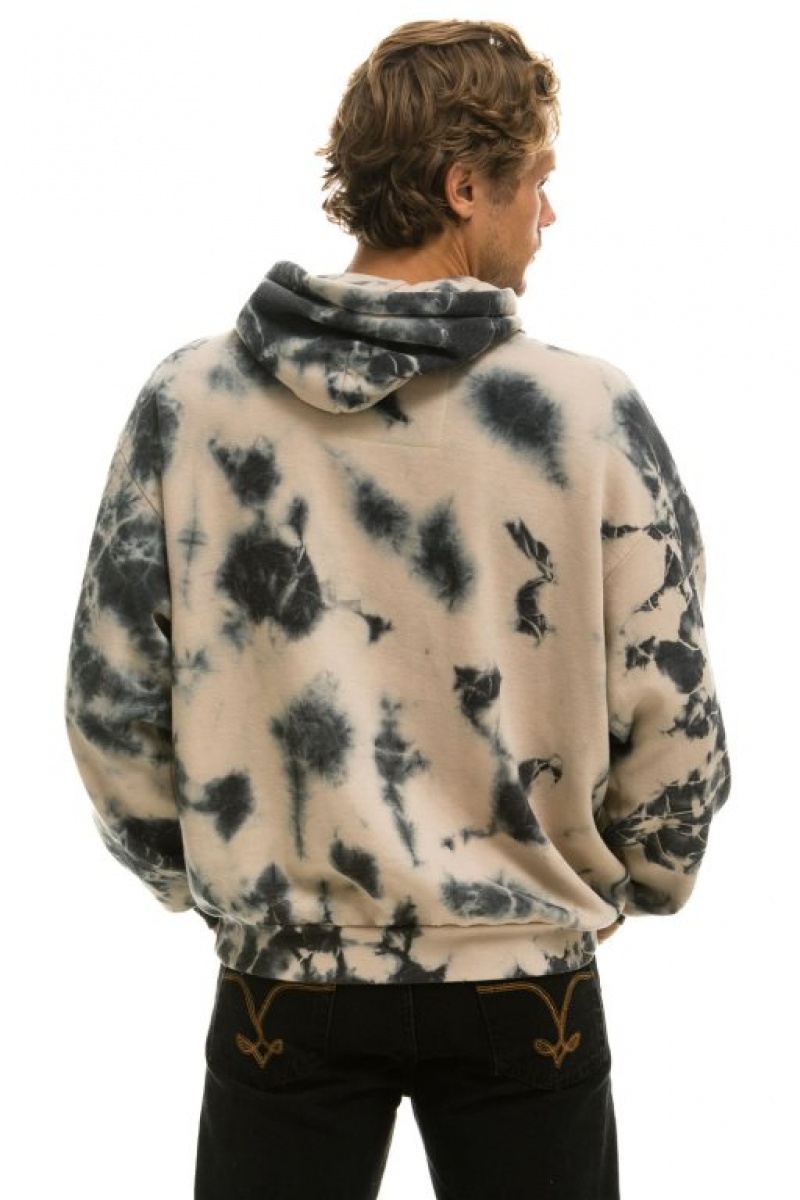 Sudadera con Capucha Aviator Nation Hand Dyed Pullover Relaxed Hombre Tie Dye Dusty | 63QKJDLPF