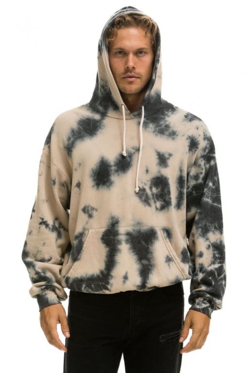 Sudadera con Capucha Aviator Nation Hand Dyed Pullover Relaxed Hombre Tie Dye Dusty | 63QKJDLPF