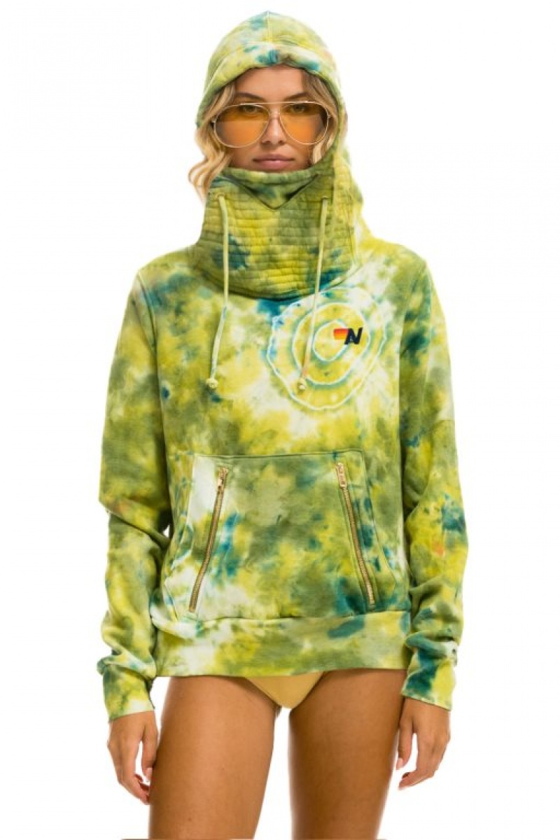 Sudadera con Capucha Aviator Nation Hand Dyed Ninja Pullover Hombre Green Yellow | 63SANUCWY