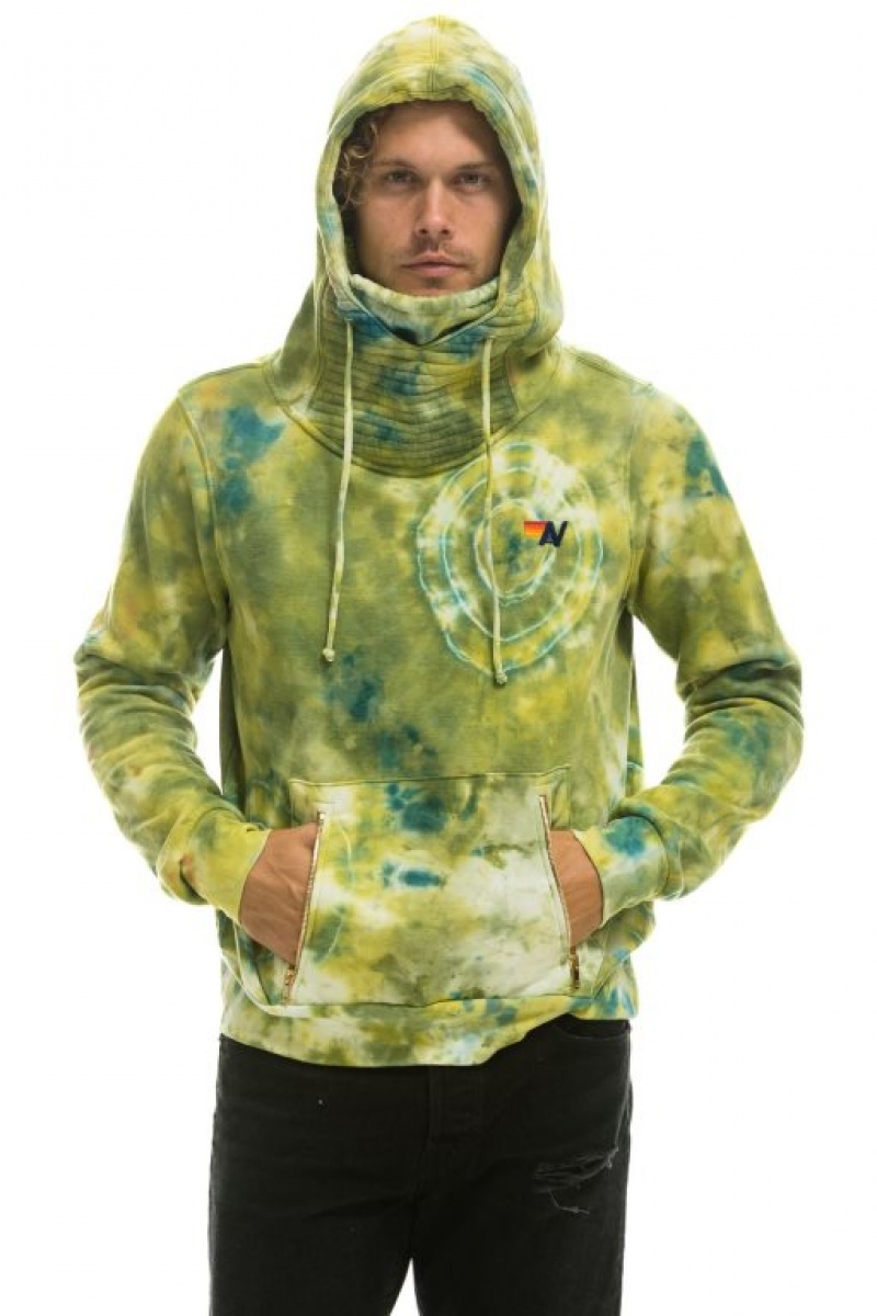Sudadera con Capucha Aviator Nation Hand Dyed Ninja Pullover Hombre Green Yellow | 63SANUCWY