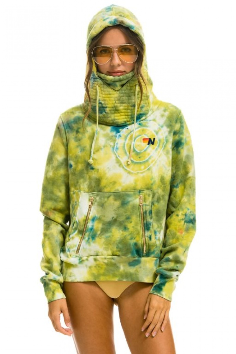 Sudadera con Capucha Aviator Nation Hand Dyed Ninja Pullover Hombre Green Yellow | 63SANUCWY