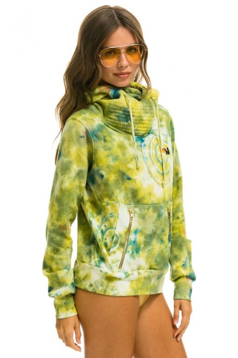 Sudadera con Capucha Aviator Nation Hand Dyed Ninja Pullover Hombre Green Yellow | 63SANUCWY