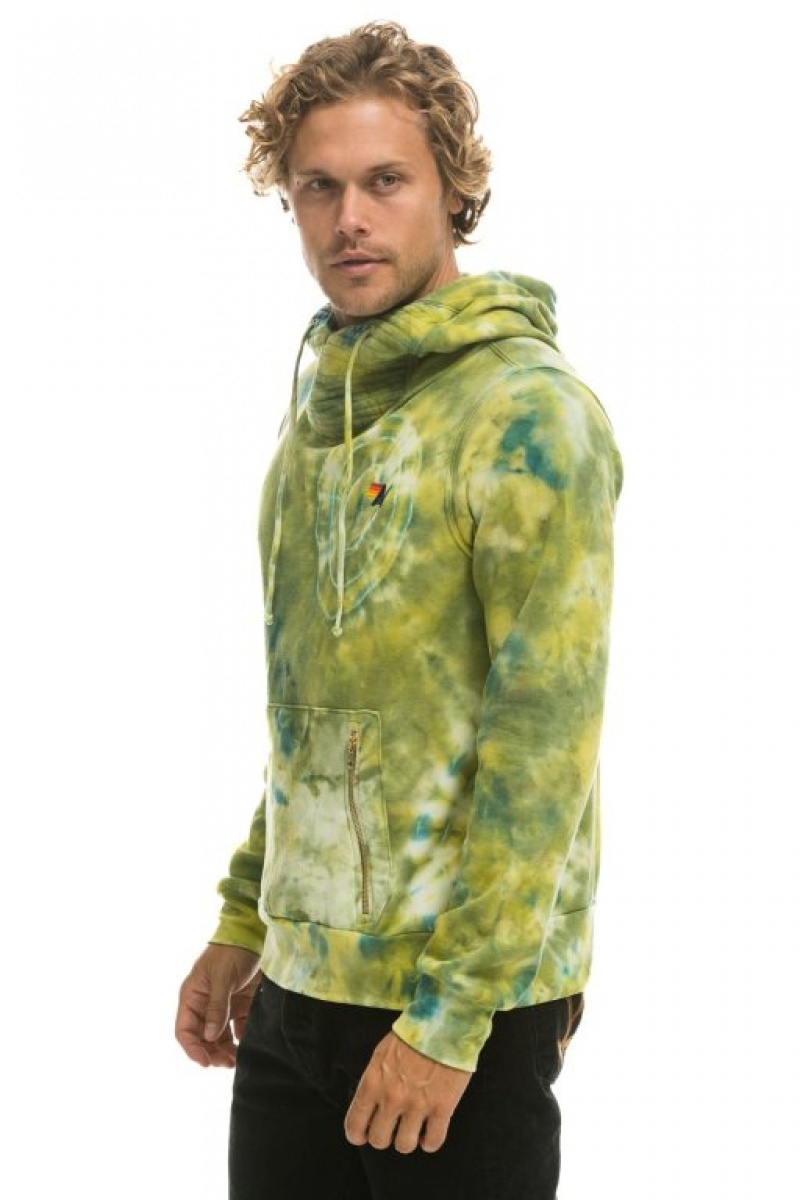 Sudadera con Capucha Aviator Nation Hand Dyed Ninja Pullover Hombre Green Yellow | 63SANUCWY