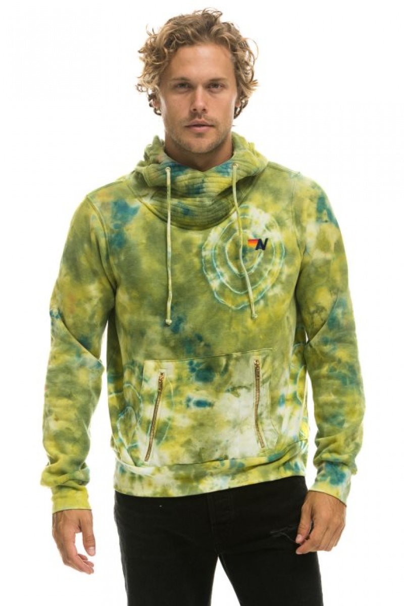 Sudadera con Capucha Aviator Nation Hand Dyed Ninja Pullover Hombre Green Yellow | 63SANUCWY