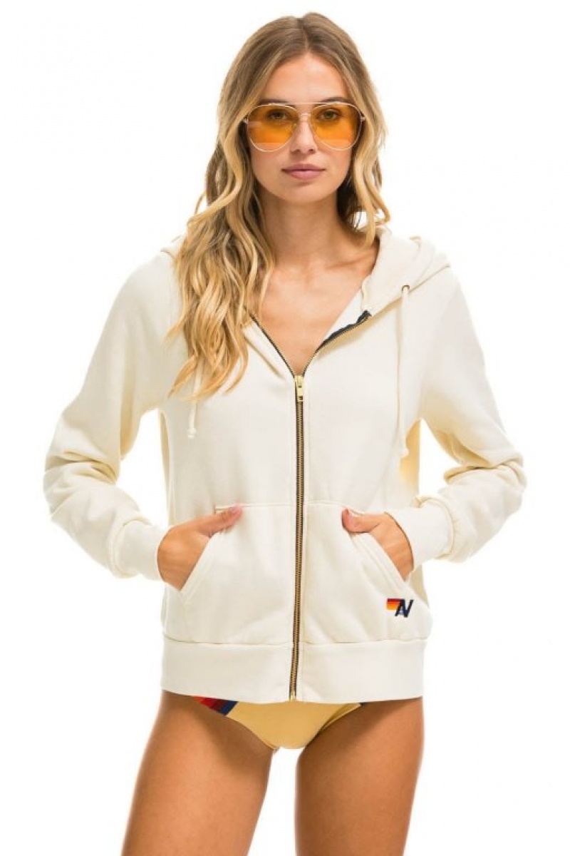 Sudadera con Capucha Aviator Nation Heart Stitch Zip Mujer White | 01LZFDQCS