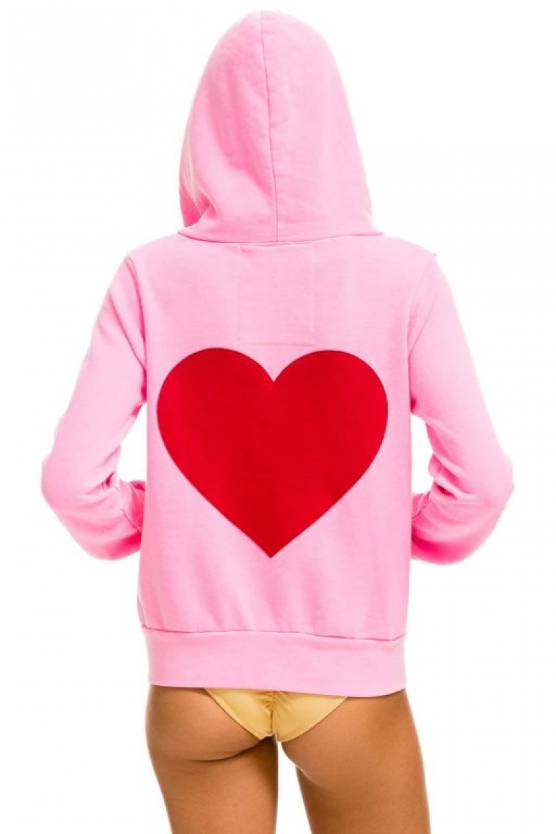 Sudadera con Capucha Aviator Nation Heart Stitch Zip Hombre Pink | 59SEJDGFZ