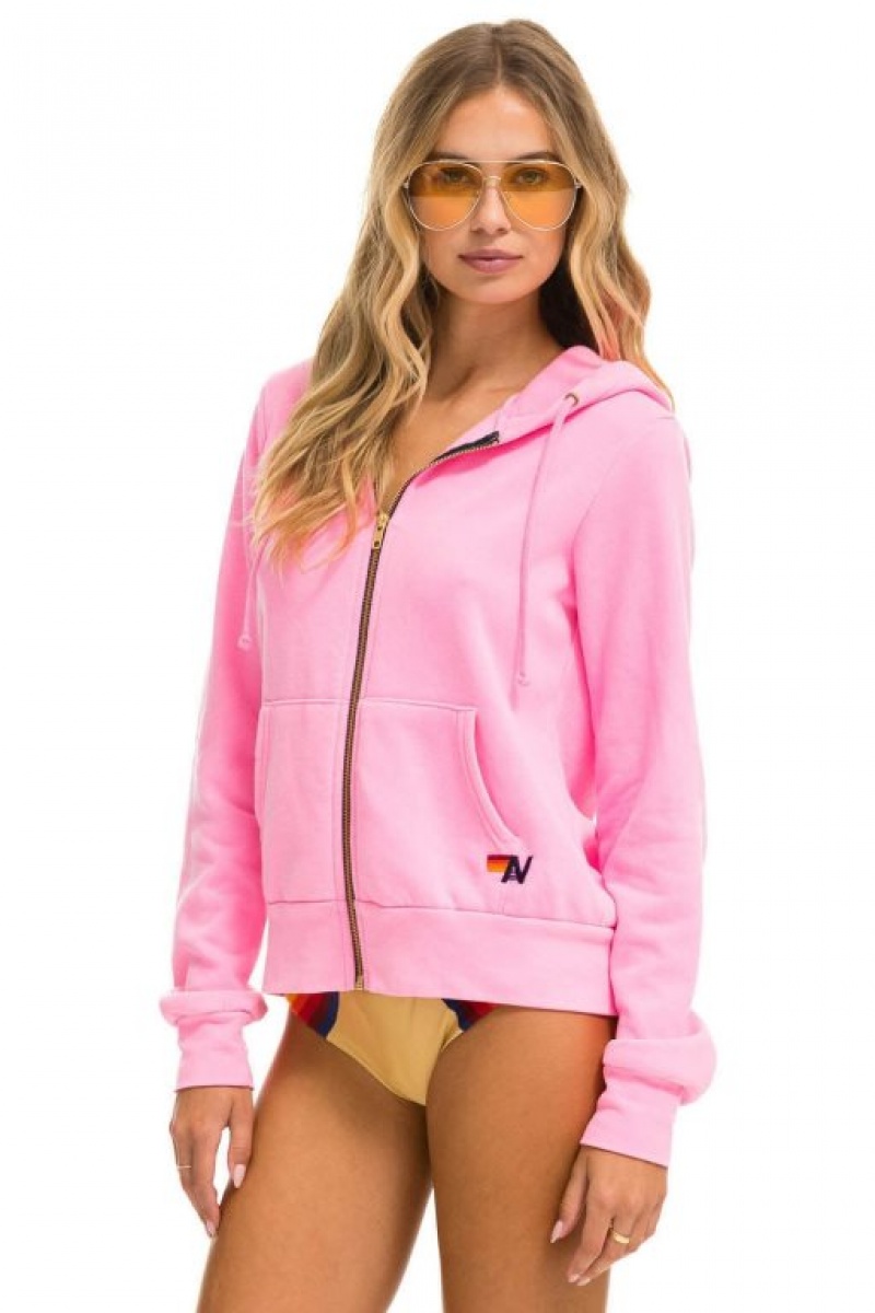 Sudadera con Capucha Aviator Nation Heart Stitch Zip Hombre Pink | 59SEJDGFZ