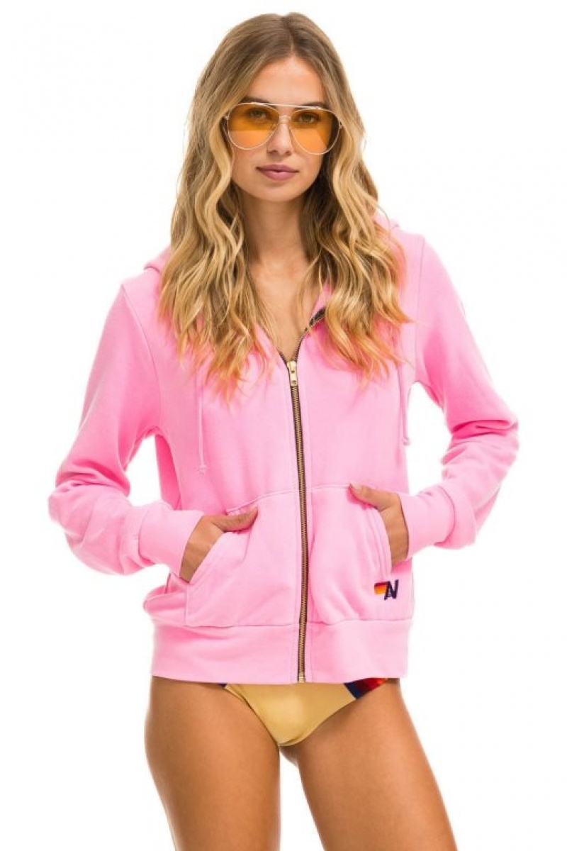 Sudadera con Capucha Aviator Nation Heart Stitch Zip Hombre Pink | 59SEJDGFZ