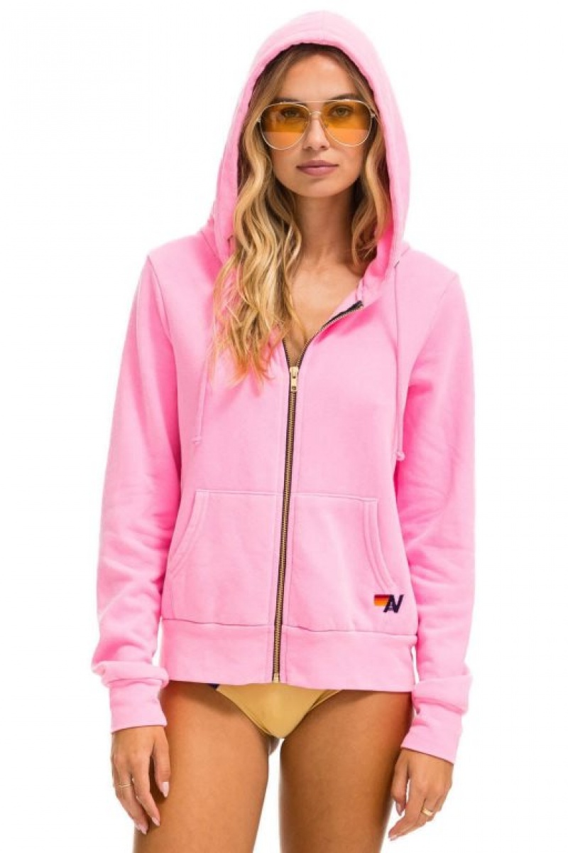 Sudadera con Capucha Aviator Nation Heart Stitch Zip Hombre Pink | 59SEJDGFZ
