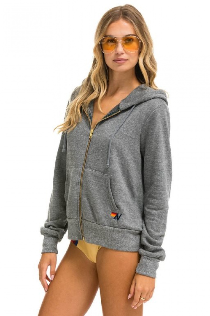 Sudadera con Capucha Aviator Nation Heart Stitch Zip Hombre Grey | 59TAQBNXE
