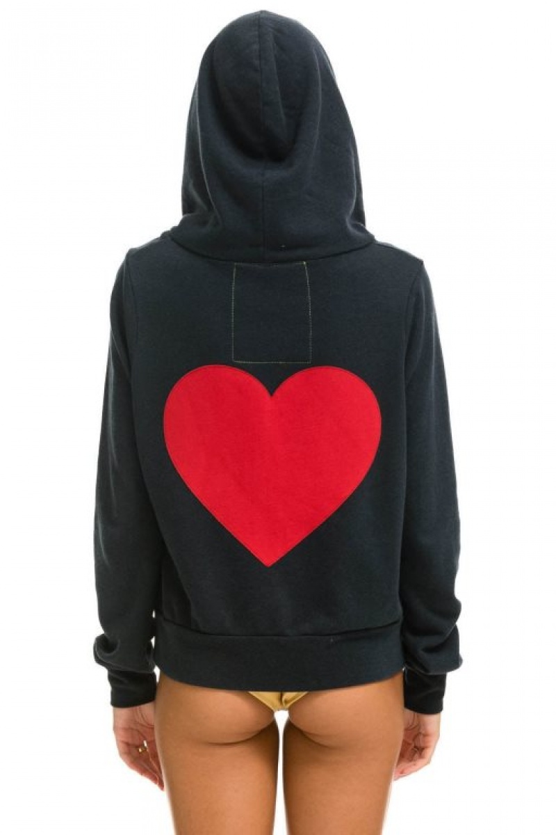Sudadera con Capucha Aviator Nation Heart Stitch Zip Hombre Grey | 59UMRZBXK