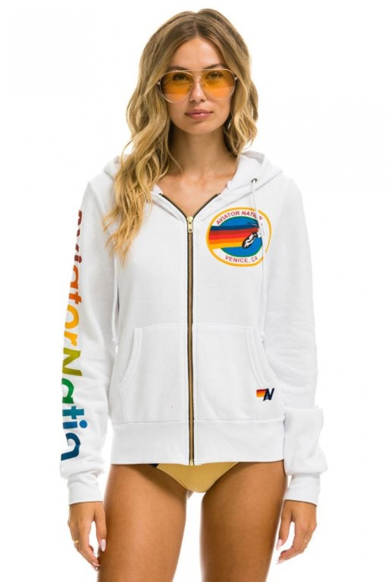 Sudadera con Capucha Aviator Nation Hombre White | 61DUQHXMT