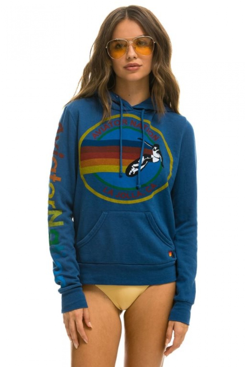 Sudadera con Capucha Aviator Nation La Jolla Pullover Mujer Royal | 07RZJXFAU