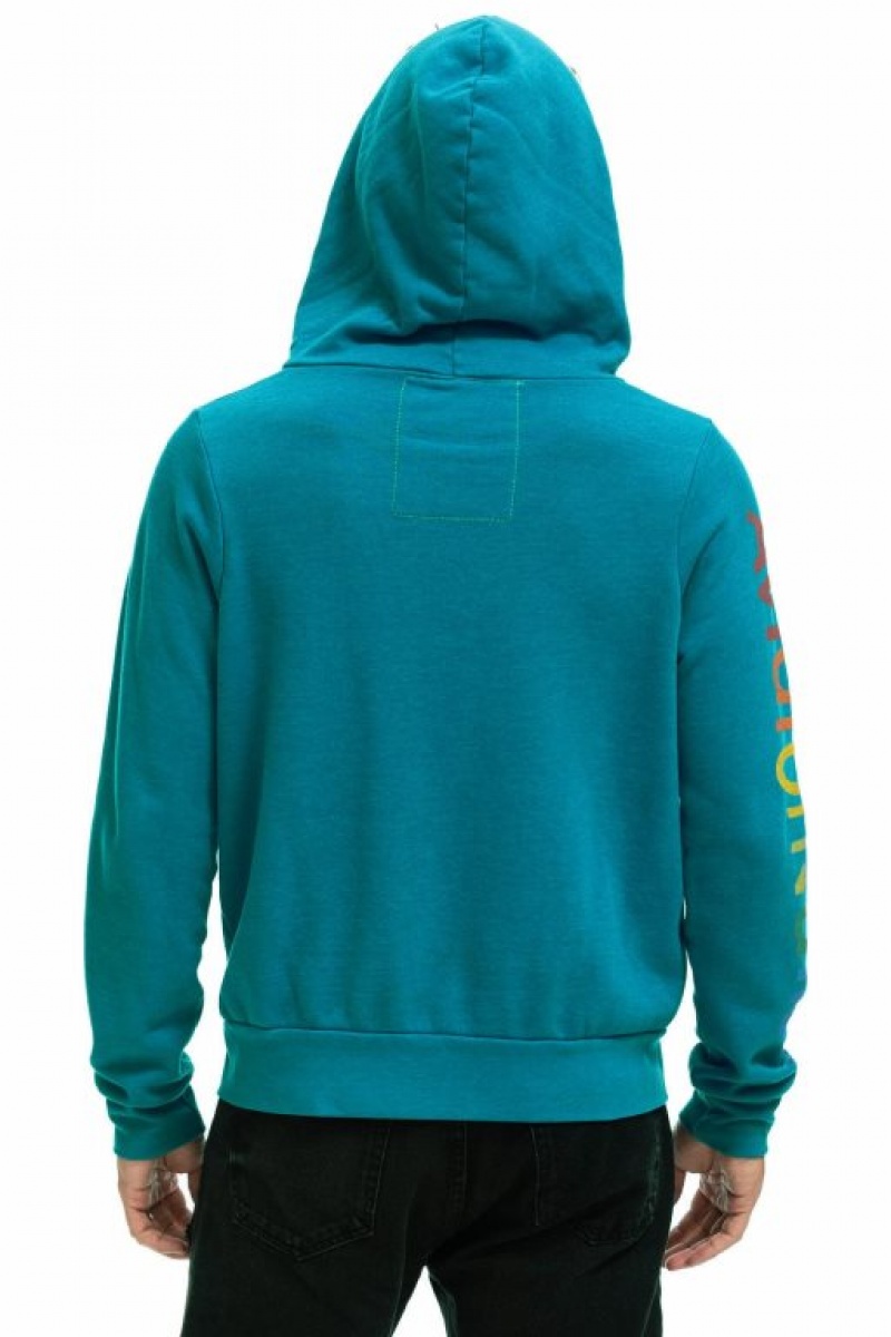 Sudadera con Capucha Aviator Nation Laguna Beach Hombre Turquoise | 61CEVDAOK