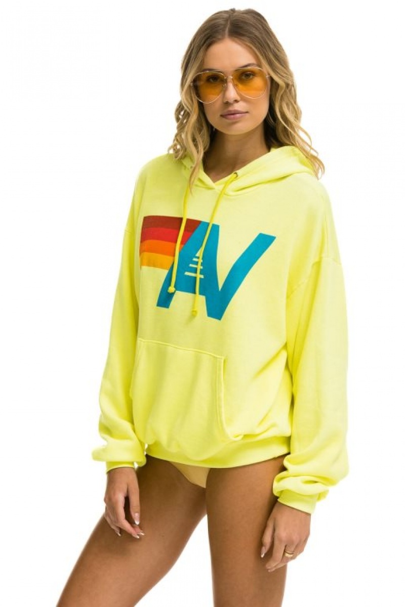 Sudadera con Capucha Aviator Nation Logo Pullover Relaxed Mujer Yellow | 05TRGUEDF