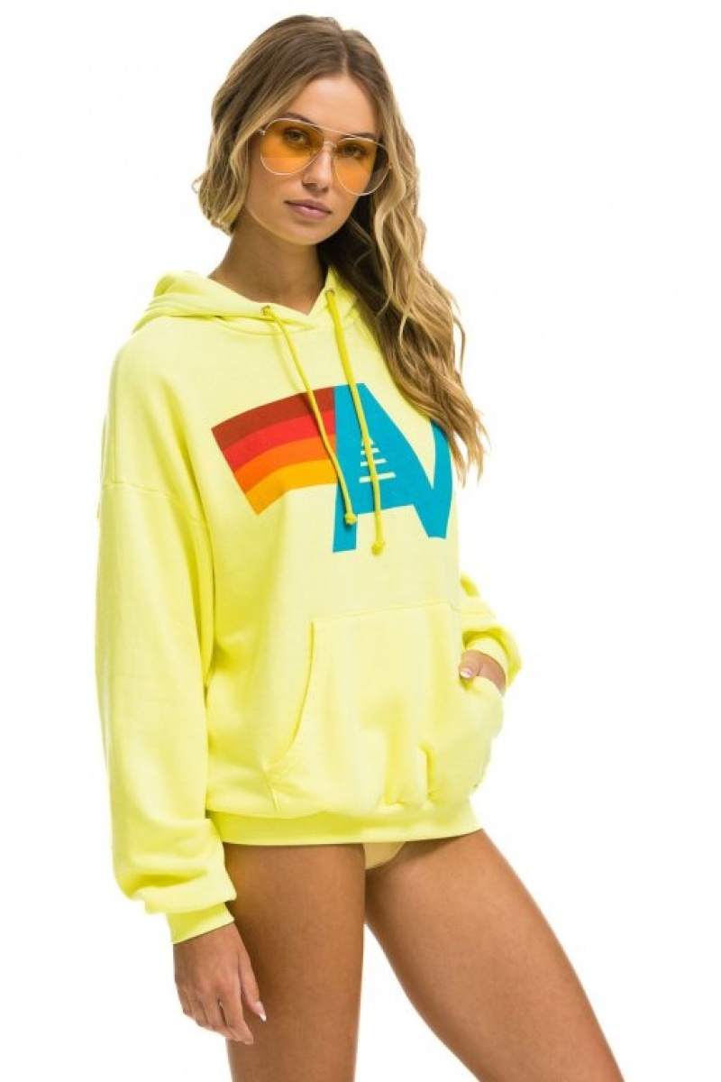 Sudadera con Capucha Aviator Nation Logo Pullover Relaxed Mujer Yellow | 05TRGUEDF