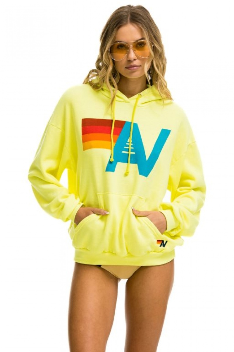 Sudadera con Capucha Aviator Nation Logo Pullover Relaxed Mujer Yellow | 05TRGUEDF