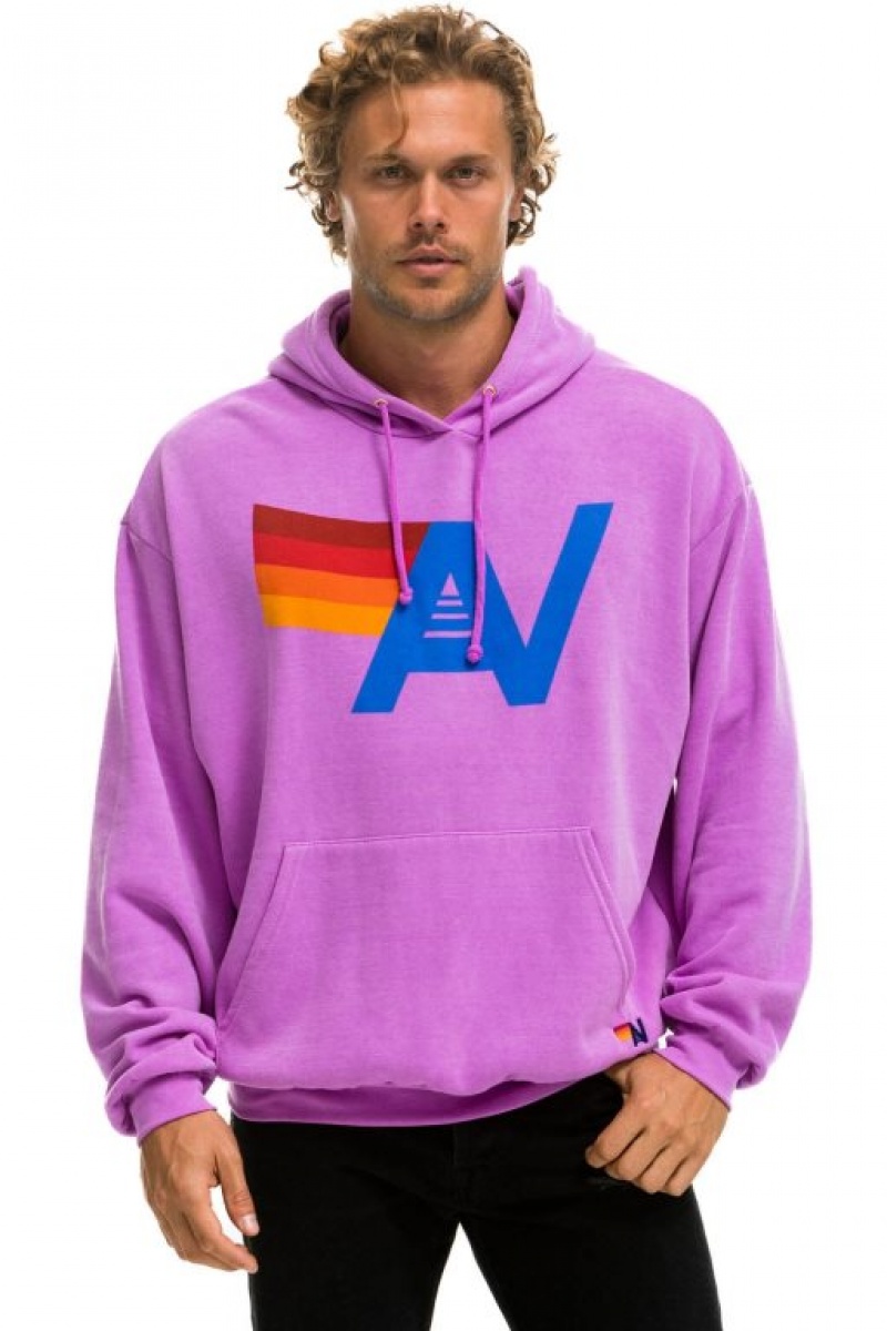 Sudadera con Capucha Aviator Nation Logo Pullover Relaxed Mujer Purple | 05UCPHZLY