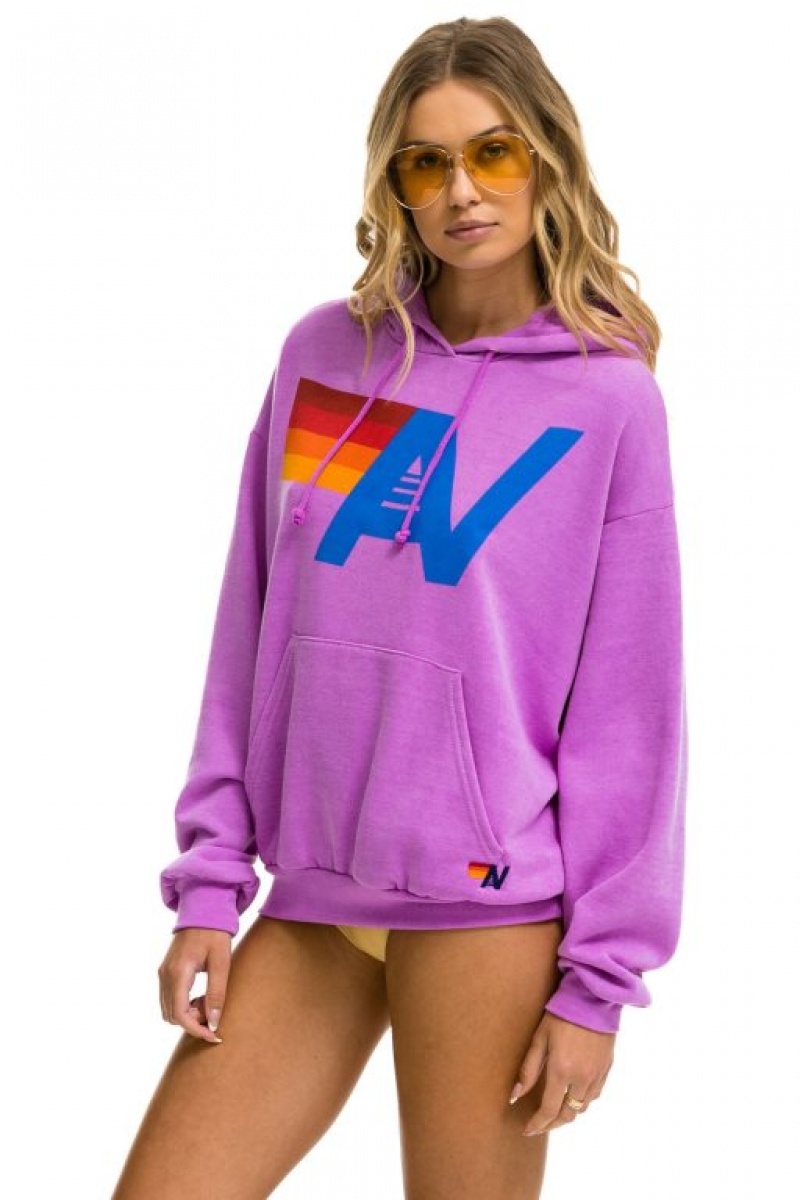 Sudadera con Capucha Aviator Nation Logo Pullover Relaxed Mujer Purple | 05UCPHZLY