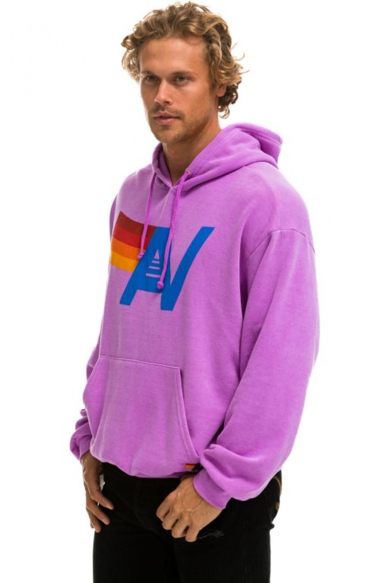 Sudadera con Capucha Aviator Nation Logo Pullover Relaxed Mujer Purple | 05UCPHZLY