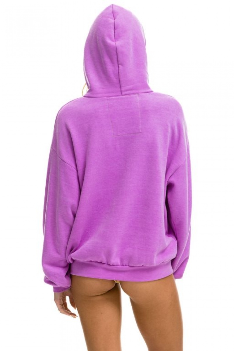 Sudadera con Capucha Aviator Nation Logo Pullover Relaxed Mujer Purple | 05UCPHZLY