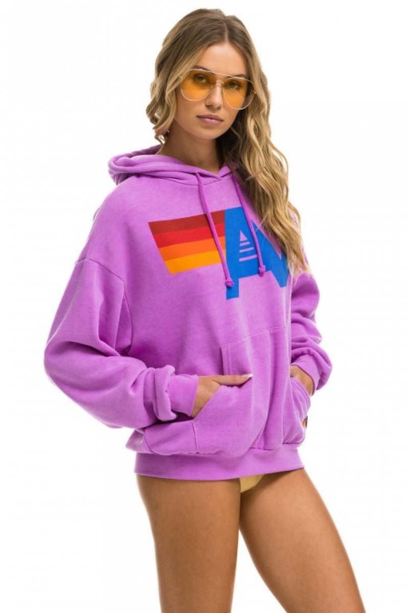 Sudadera con Capucha Aviator Nation Logo Pullover Relaxed Mujer Purple | 05UCPHZLY