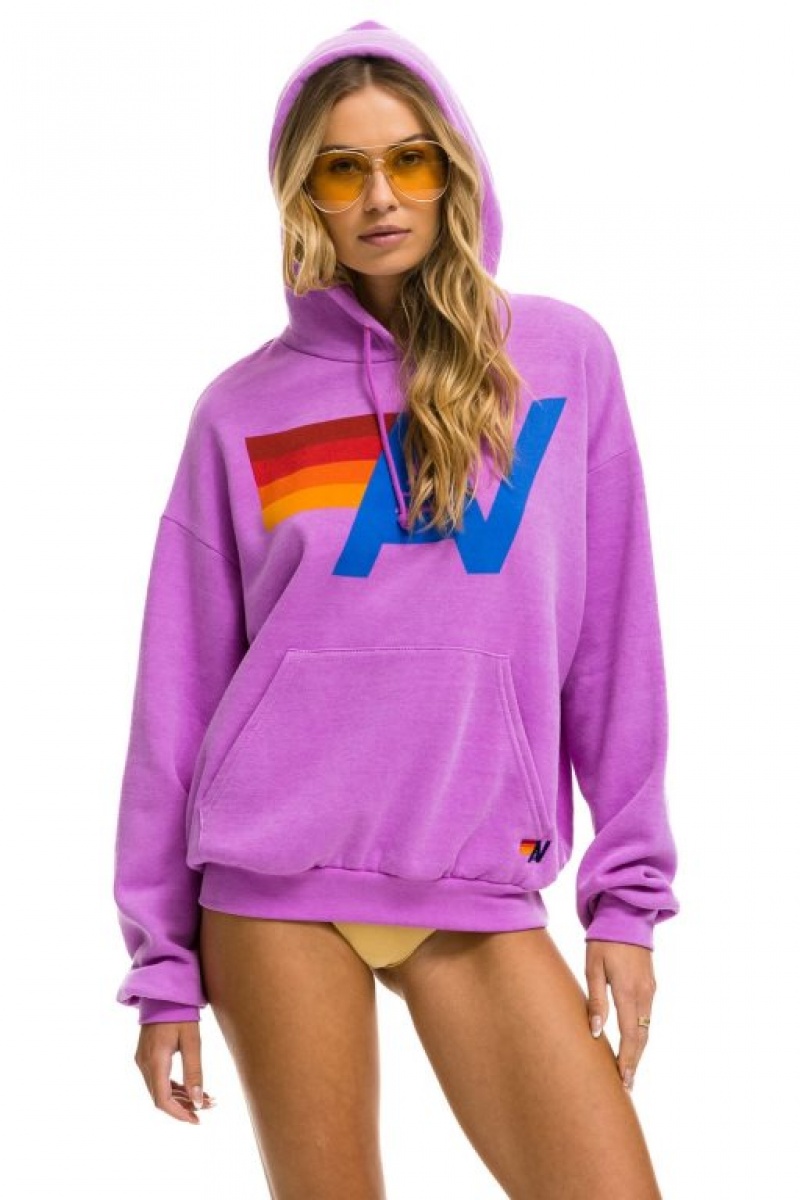 Sudadera con Capucha Aviator Nation Logo Pullover Relaxed Mujer Purple | 05UCPHZLY