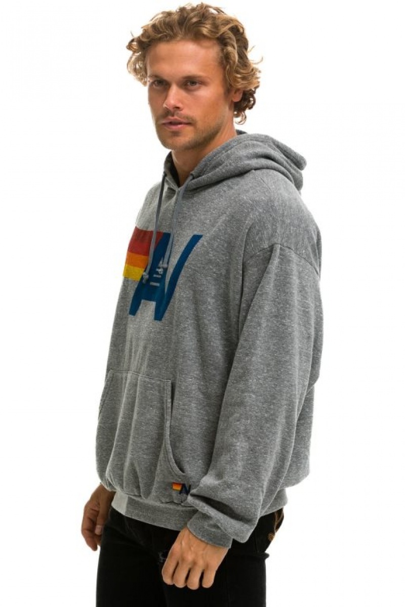 Sudadera con Capucha Aviator Nation Logo Pullover Relaxed Mujer Grey | 05USLWPDZ