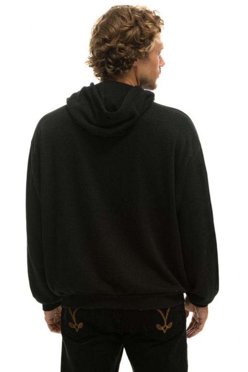 Sudadera con Capucha Aviator Nation Logo Pullover Relaxed Mujer Black | 05VLHOJMF