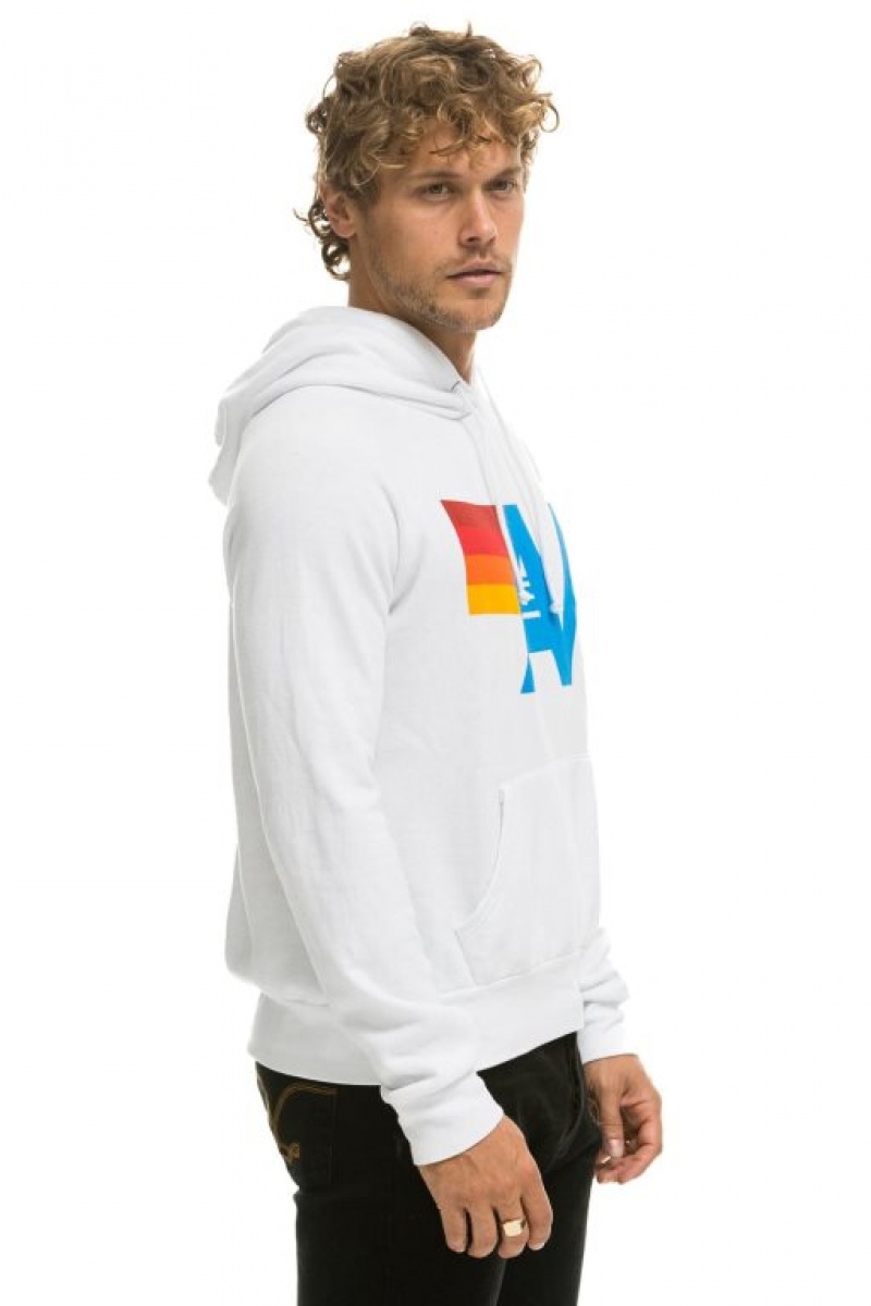 Sudadera con Capucha Aviator Nation Logo Pullover Mujer White | 05VSTFKEU