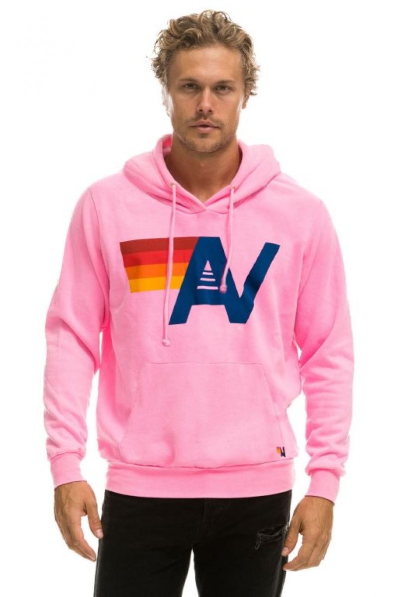Sudadera con Capucha Aviator Nation Logo Light Weight Pullover Mujer Pink | 05ZQPAMUK