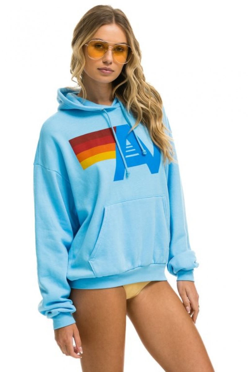 Sudadera con Capucha Aviator Nation Logo Pullover Relaxed Hombre Blue | 63NHURQSX