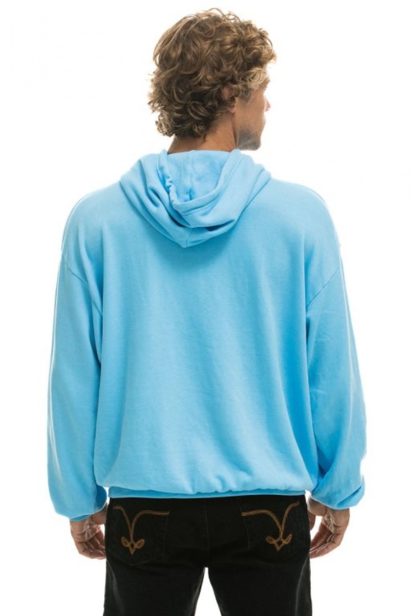 Sudadera con Capucha Aviator Nation Logo Pullover Relaxed Hombre Blue | 63NHURQSX