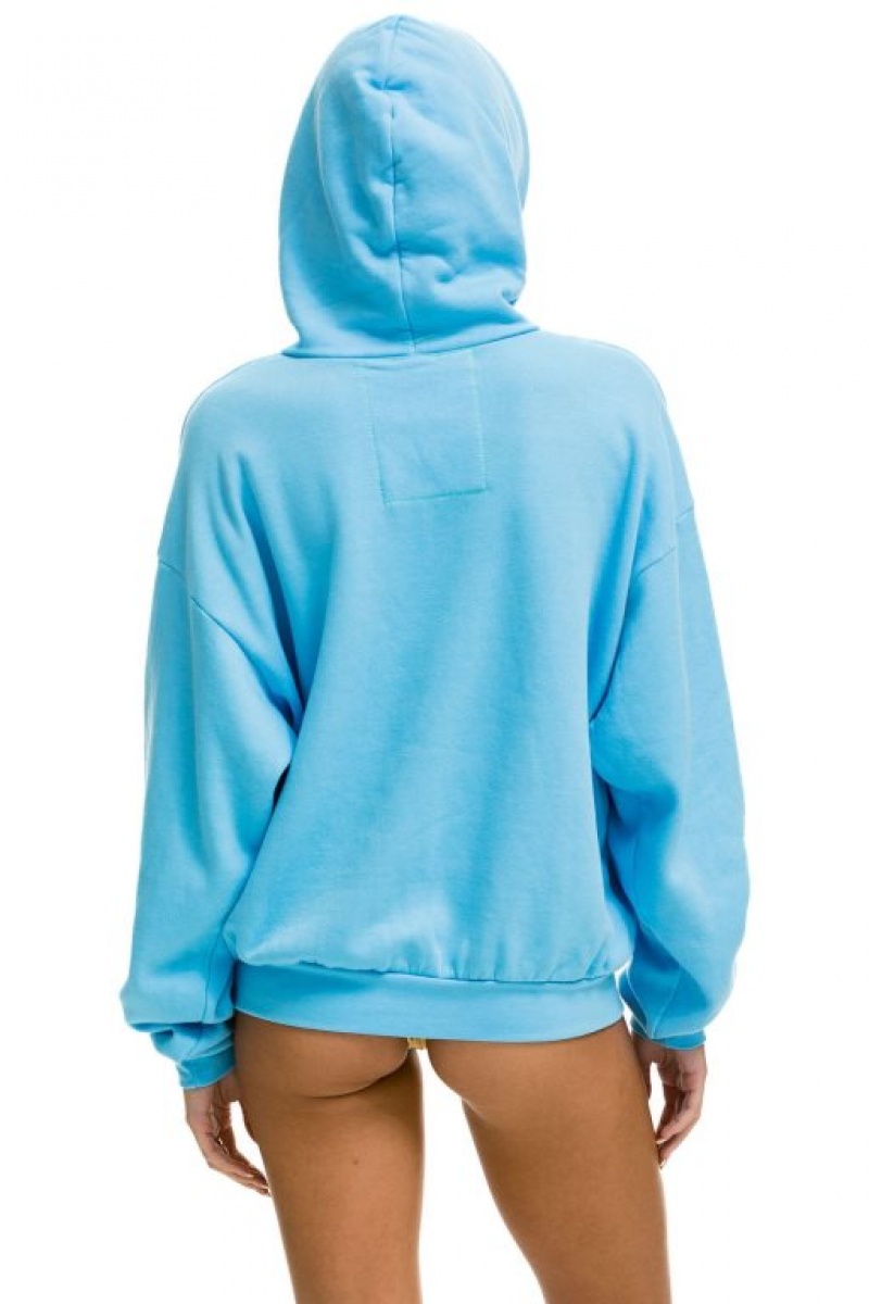 Sudadera con Capucha Aviator Nation Logo Pullover Relaxed Hombre Blue | 63NHURQSX