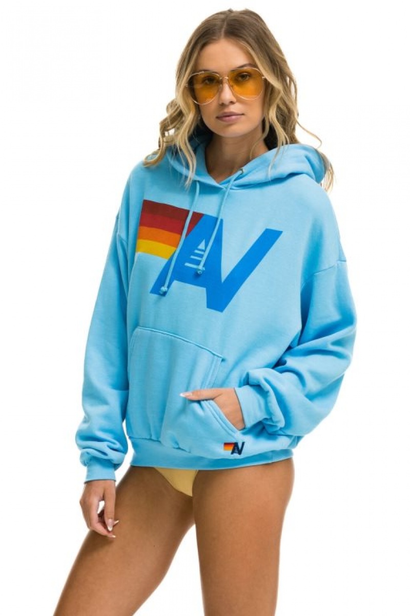 Sudadera con Capucha Aviator Nation Logo Pullover Relaxed Hombre Blue | 63NHURQSX