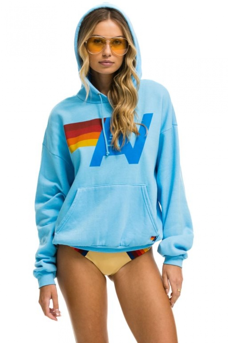 Sudadera con Capucha Aviator Nation Logo Pullover Relaxed Hombre Blue | 63NHURQSX