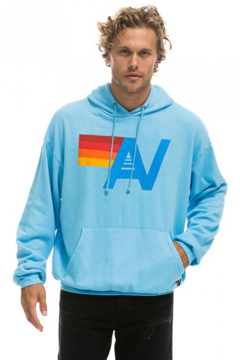 Sudadera con Capucha Aviator Nation Logo Pullover Relaxed Hombre Blue | 63NHURQSX
