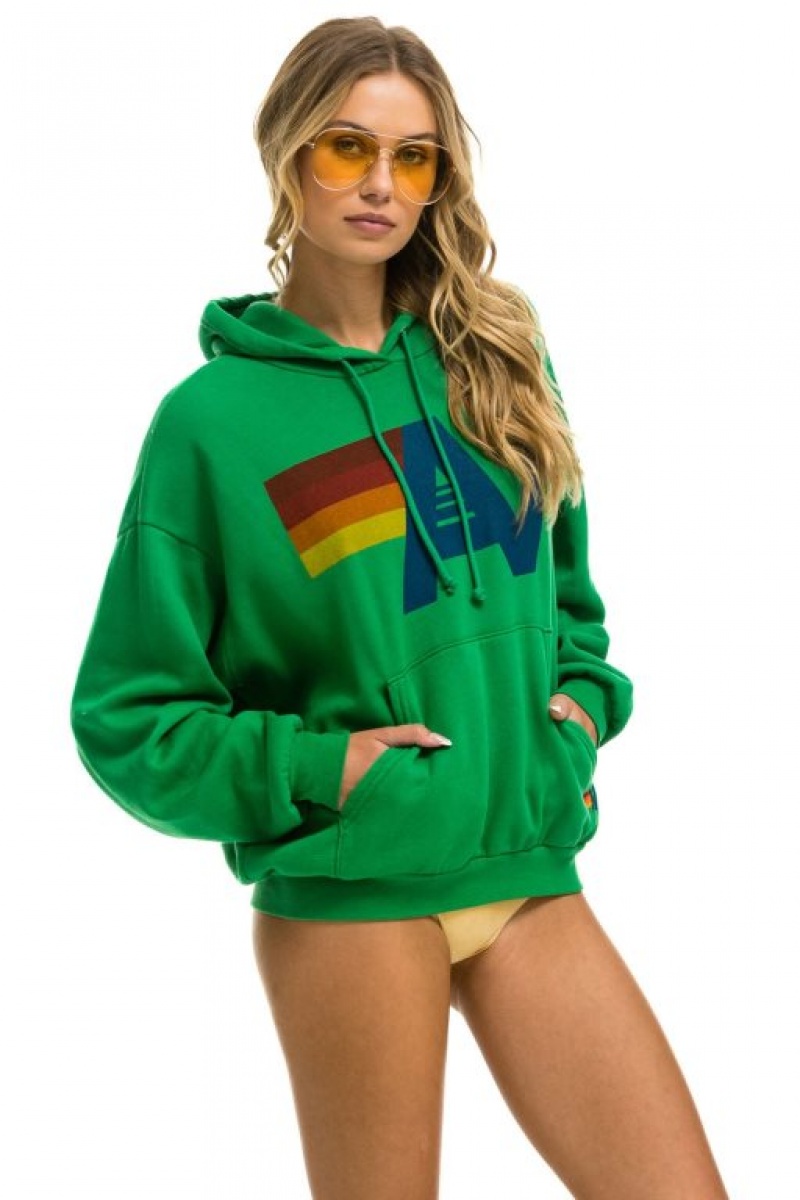 Sudadera con Capucha Aviator Nation Logo Pullover Relaxed Hombre Green | 63PGHVFOT