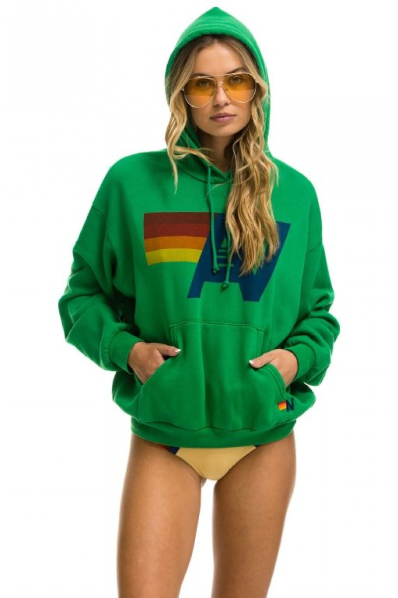 Sudadera con Capucha Aviator Nation Logo Pullover Relaxed Hombre Green | 63PGHVFOT