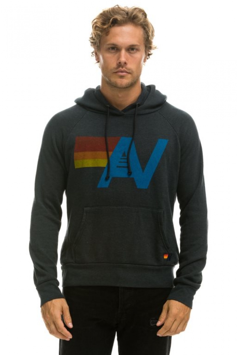 Sudadera con Capucha Aviator Nation Logo Pullover Hombre Grey | 63PNHJGZI