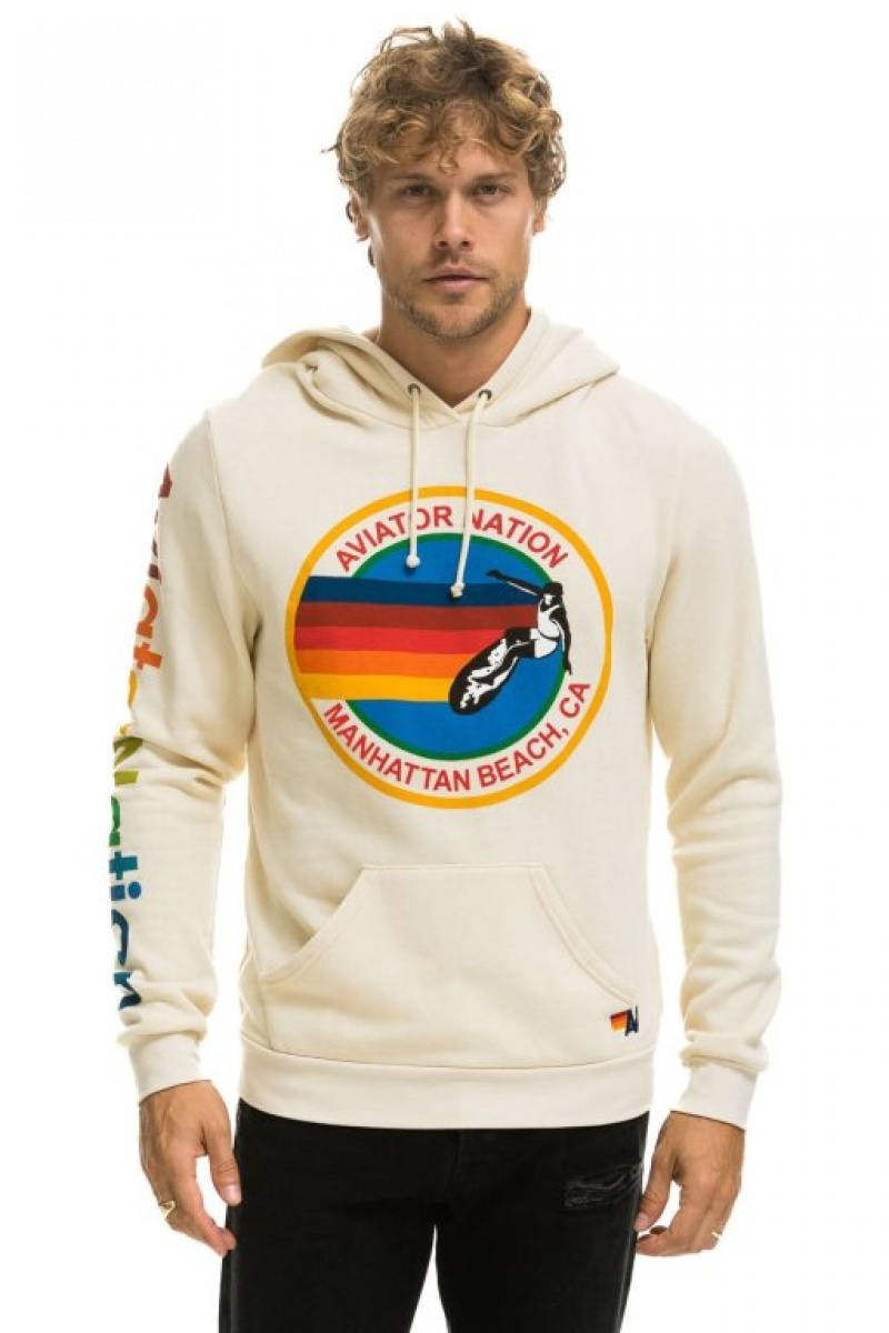 Sudadera con Capucha Aviator Nation Manhattan Beach Mujer White | 07MDAIWPO