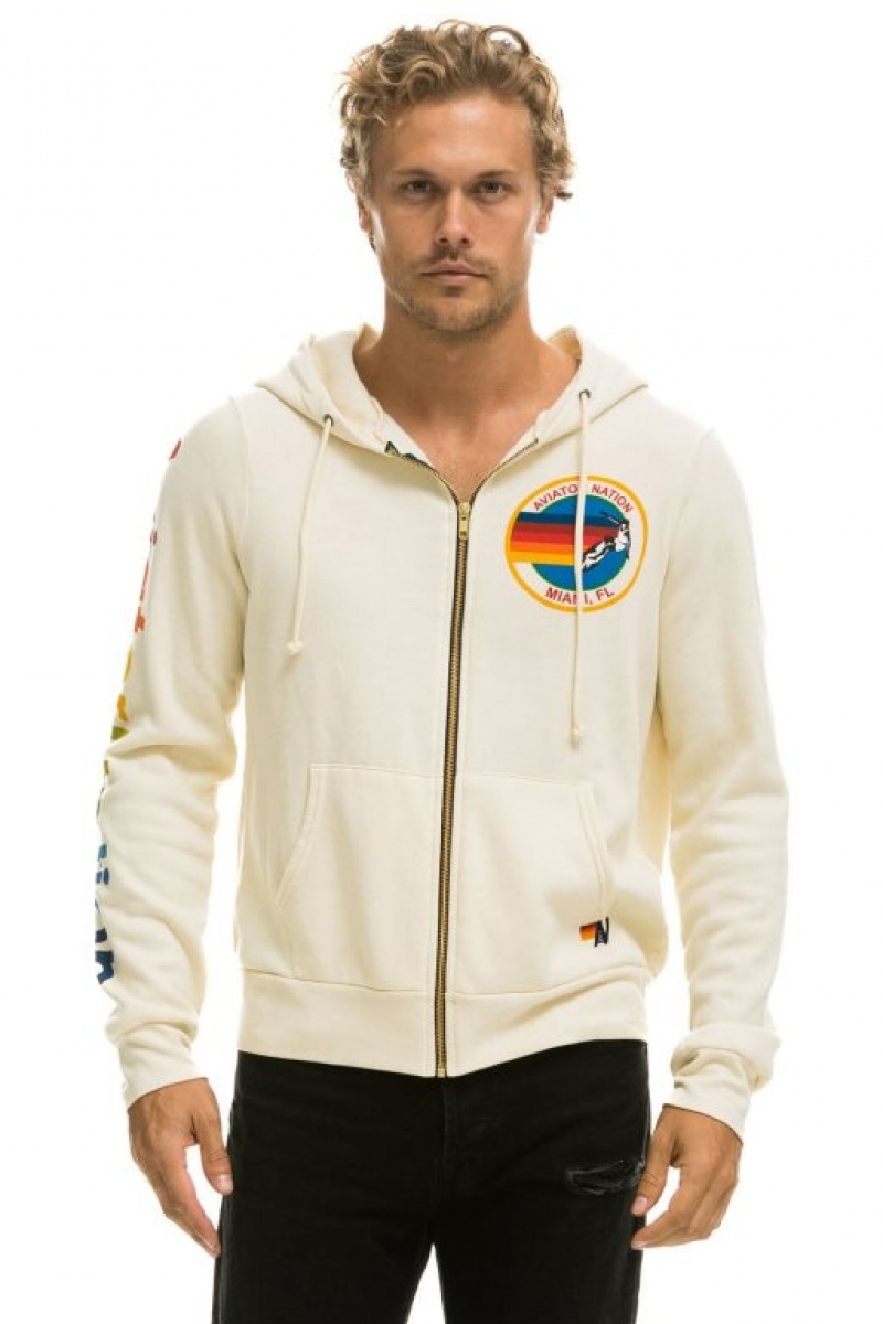 Sudadera con Capucha Aviator Nation Miami Hombre White | 59XUEMACQ