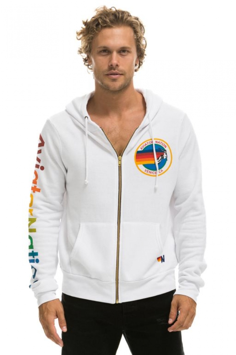 Sudadera con Capucha Aviator Nation Mujer White | 02WFXKOVL