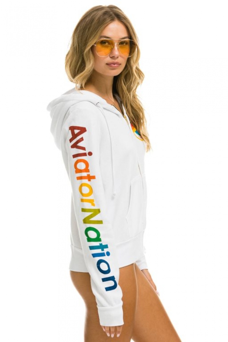 Sudadera con Capucha Aviator Nation Mujer White | 02WFXKOVL